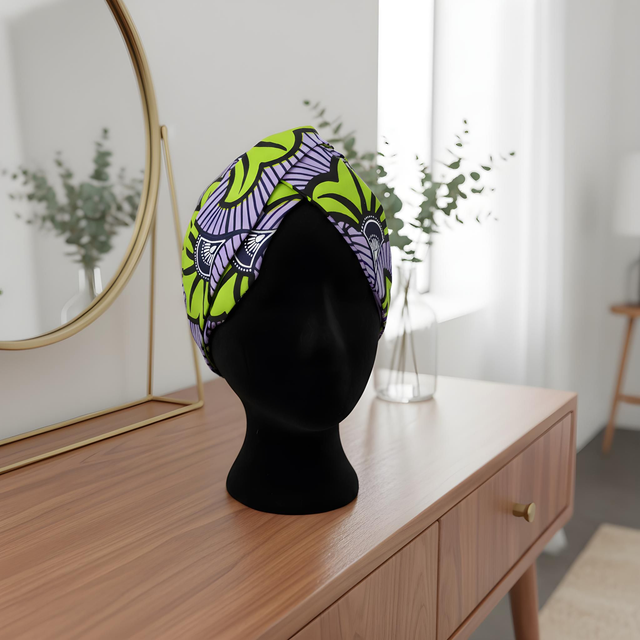 Headband fleur violette et verte