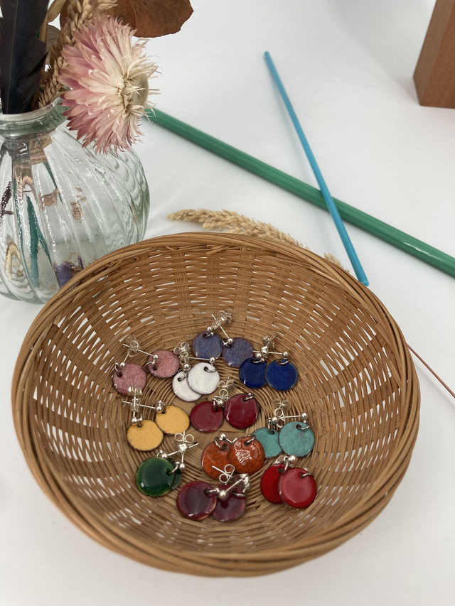 Boucles d’oreilles Petites rondes rouge vif