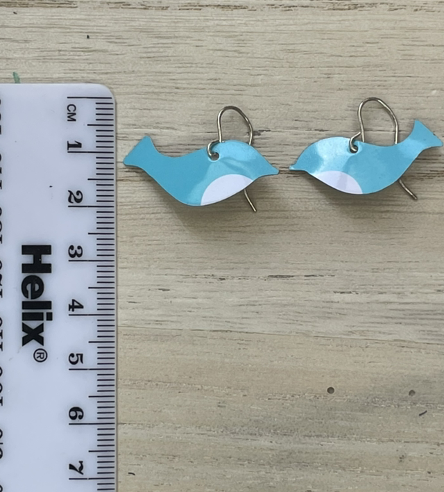 Blue Bird Recycled Tin Earrings