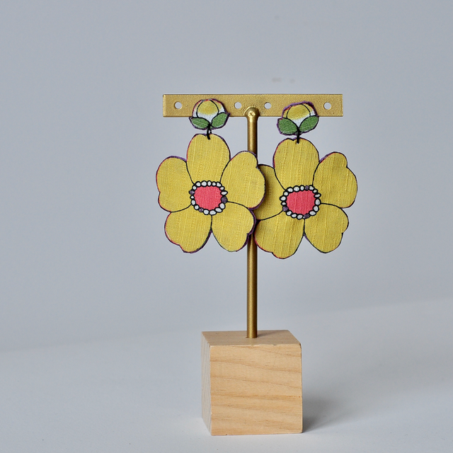 Boucles d'Oreilles POP pendantes Jaune Acide