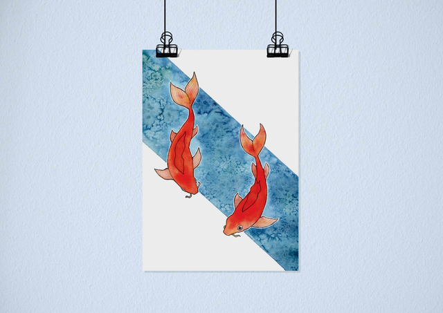 "Geometric Goldfish" - Artprint A4 (frame not included)