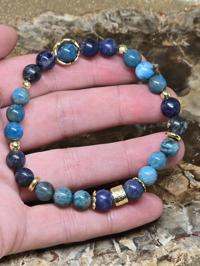 Bracelet Apatite et Sodalite en 0,8 cm