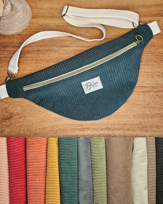 Personnalisez votre banane en velours côtelé vert sapin