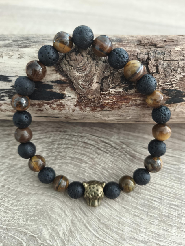 Léopard Oeil de tigre et Pierre de lave 