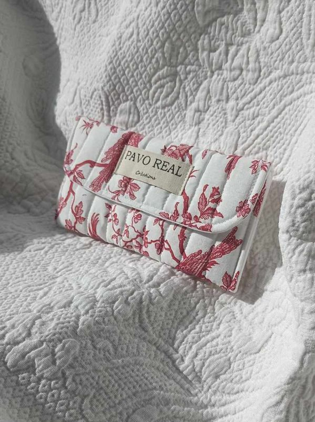 Pochette à lunettes mésanges rouge