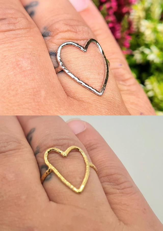 Bague réglable "Loved" en acier inoxydable or ou argent 