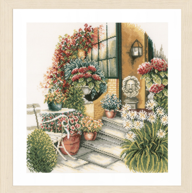 Counted Cross Stitch Kit: Terrace in Autumn Bloom (Evenweave)