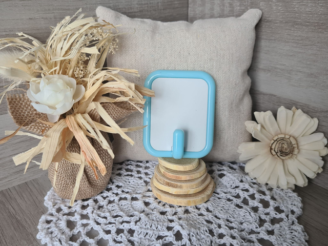 Grand crochet avec photos rectangle 5.5x6.8 cm Bleu