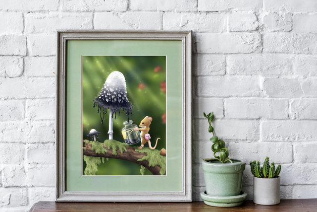 Poster d&#039;une souris et d&#039;un champignon