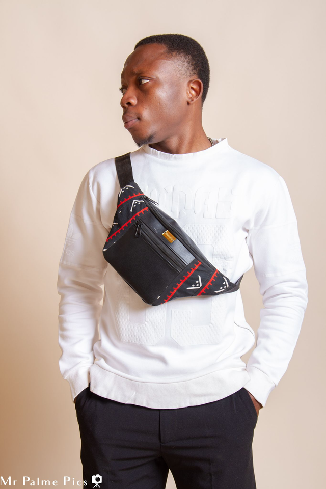 Sac banane en similicuir et wax (Rouge)