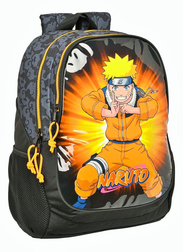 Sac à dos noir / orange NARUTO adaptable trolley 44 CM - 2 compartiments