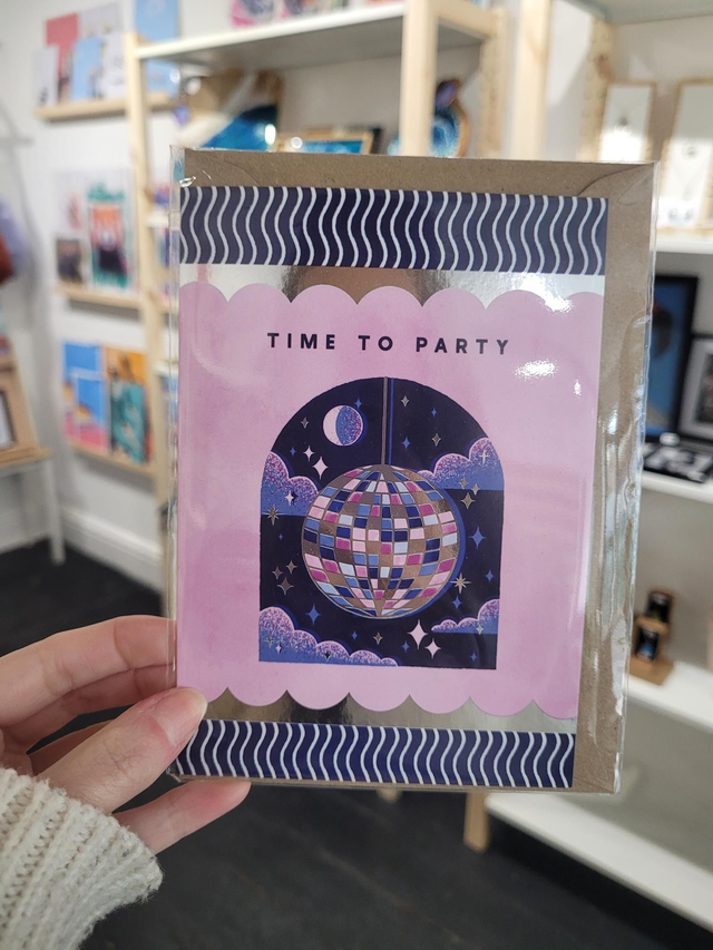 Time To Party Silver Foil Greetings Birthday Card - EV-018