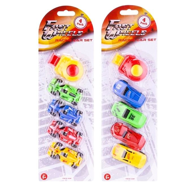 Lot de 4 voitures Fast Wheels et lanceur (assortiment)