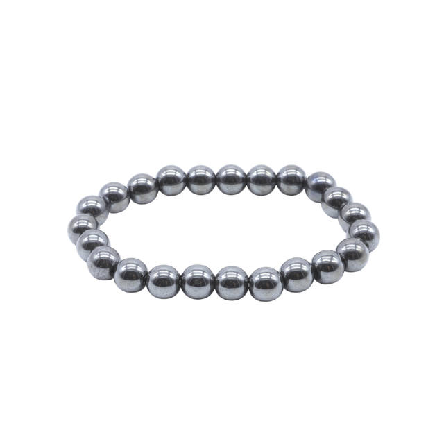 💙 Hématite – Bracelet élastique perles 8 mm – Origine Brésil – Gisement de Minas Gerais – Qualité A