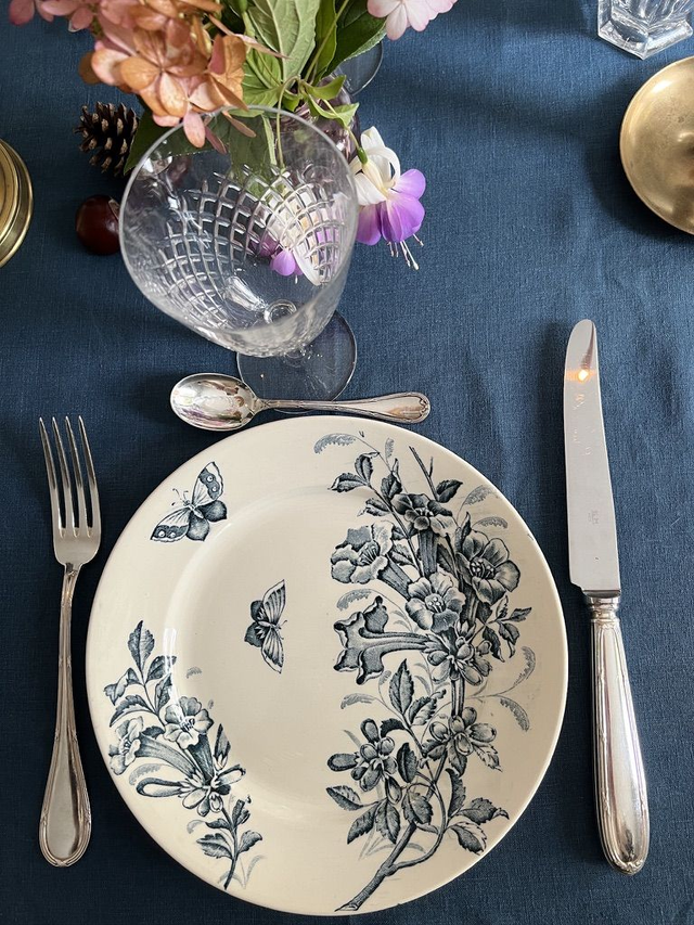 JASMIN - Suite de 6 assiettes plates signées Badonviller - Terre de Fer