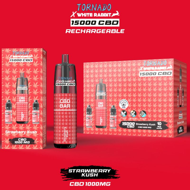 Strawberry Kush CBD TORNADO 15000 - RANDM x WHITE RABBIT