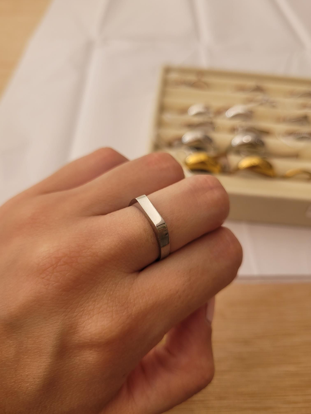 Stainless steel flat top ring - Size J - SL-040