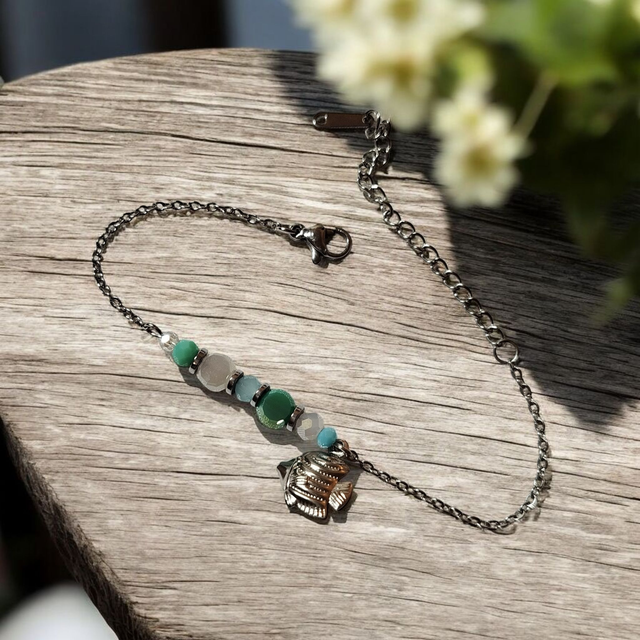 Bracelet acier inoxydable turquoise blanc et argenté