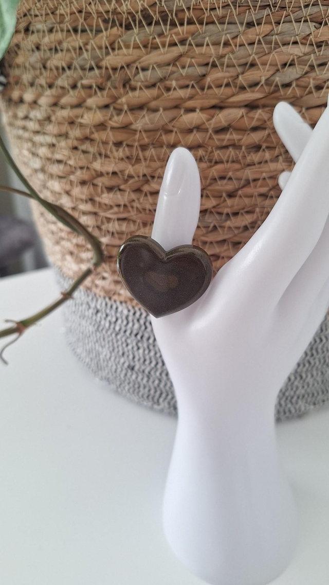 Bague cœur marron