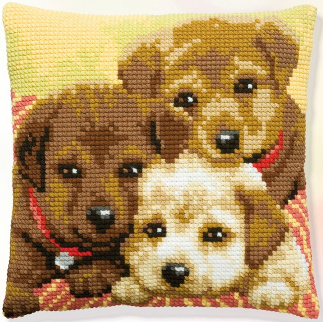 Pako - 3 Pups Cross Stitch Cushion Kit - 003.219