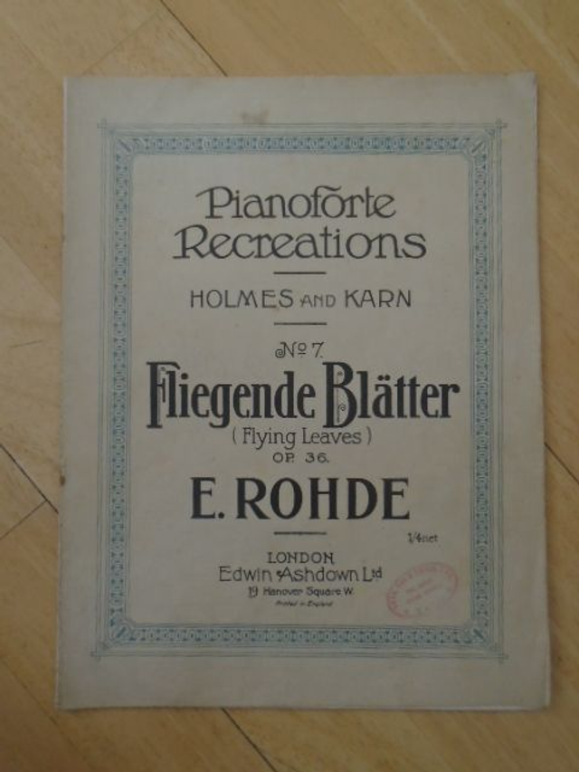 Fligende Blatter (Flying Leaves) Op 36 Sheet Music by E. Rohde