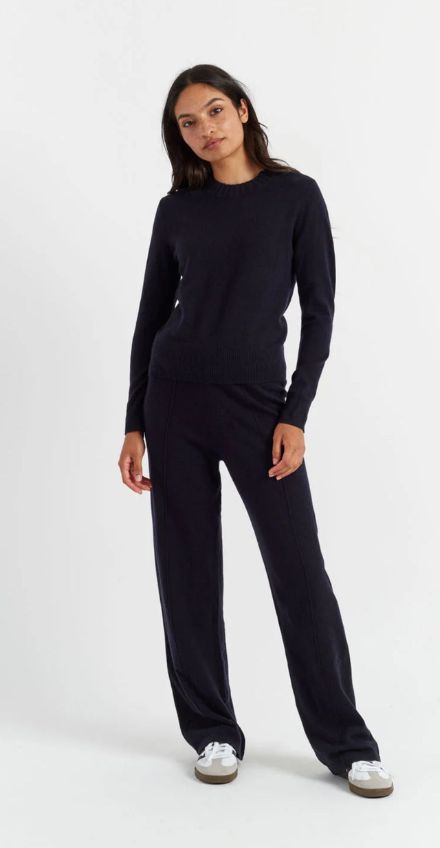 Navy Chinti &amp; Parker Wool/Cashmere Wide Leg Track Pant