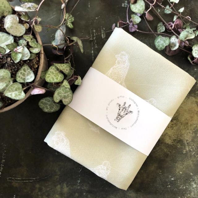 Tea towel - chicken - pale green