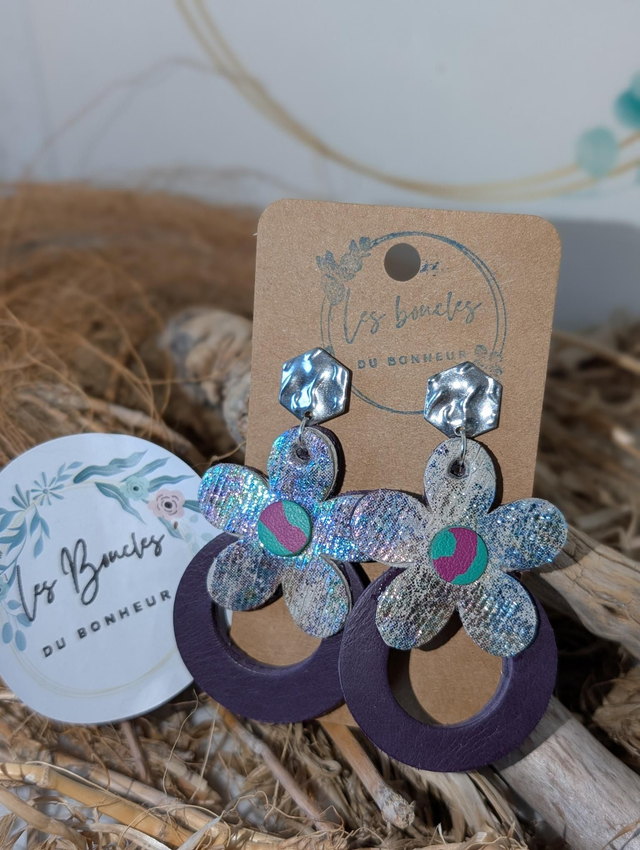 Boucles d&#039;oreilles Baby Marguerite holographique bm027