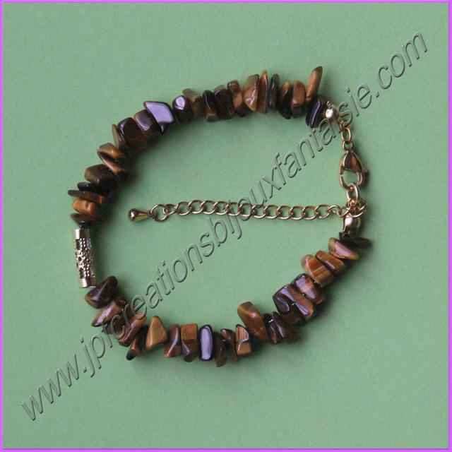 Bracelet oeil du tigre et acier inoxydable
