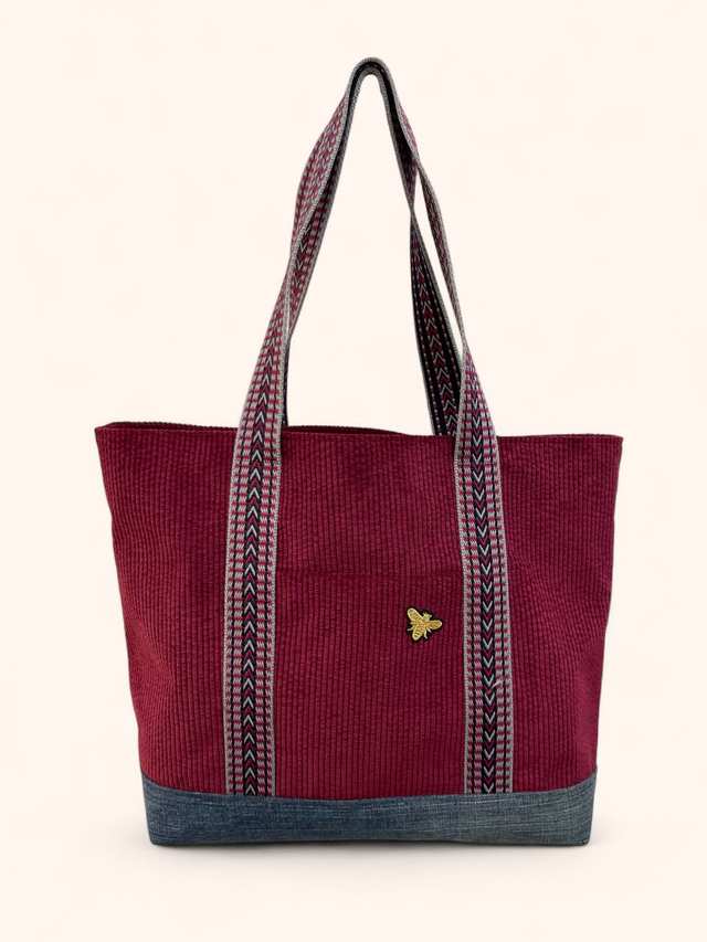 Cabas Essentiel - Velours Bordeaux