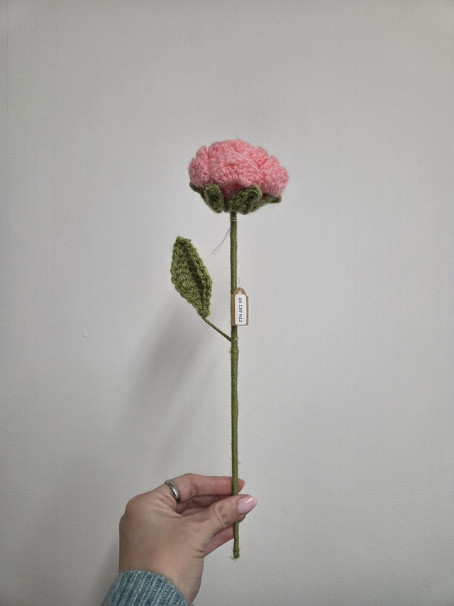 Candy Pink Rose Forever Crochet Flower - LW-022