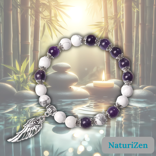 Bracelet en Améthyste et Howlite 🌟💜