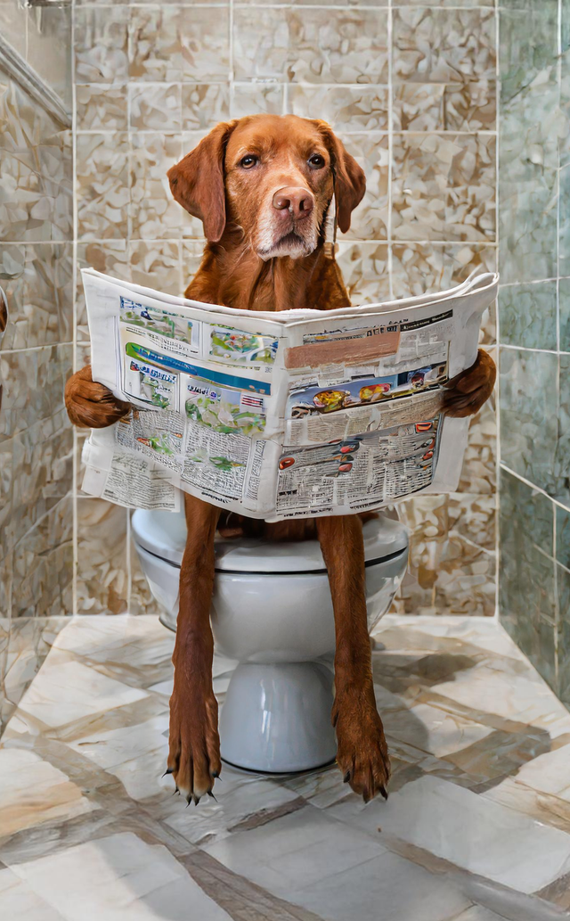 Labrador on the Toilet Framed Canvas