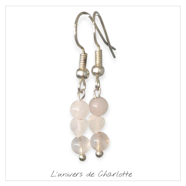 Boucles d'oreilles "Quartz rose" BO-036