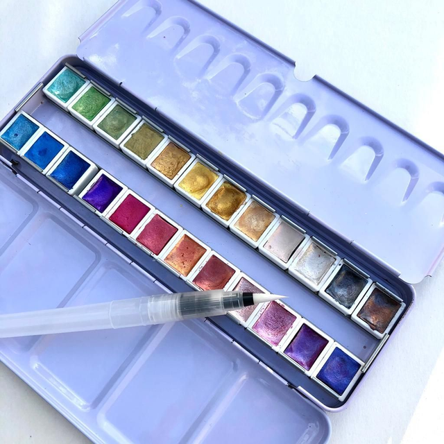 Aquarell Glanzfarbkasten 24er ink.Wassertankpinsel