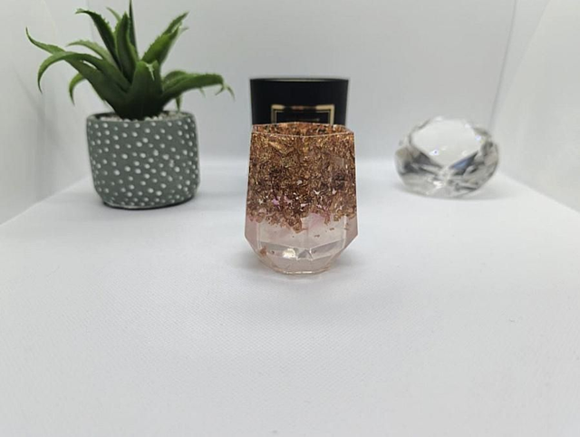 Petit pot à crayon feuilles bronze 