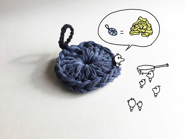 Tawashi 11 cm, éponge zéro déchet, coton recyclé