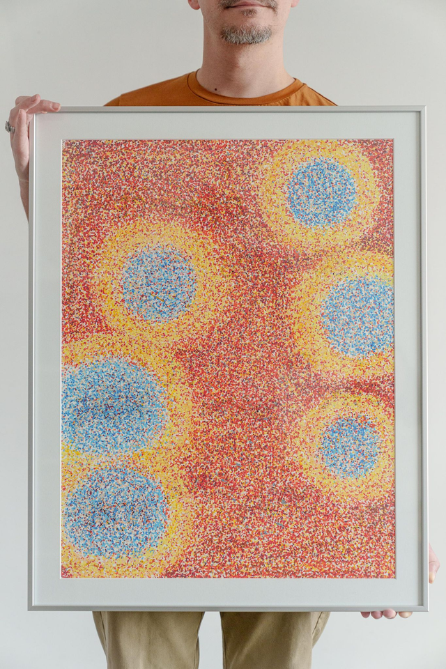 Peinture "Lueurs ardentes" - 63 x 48 cm