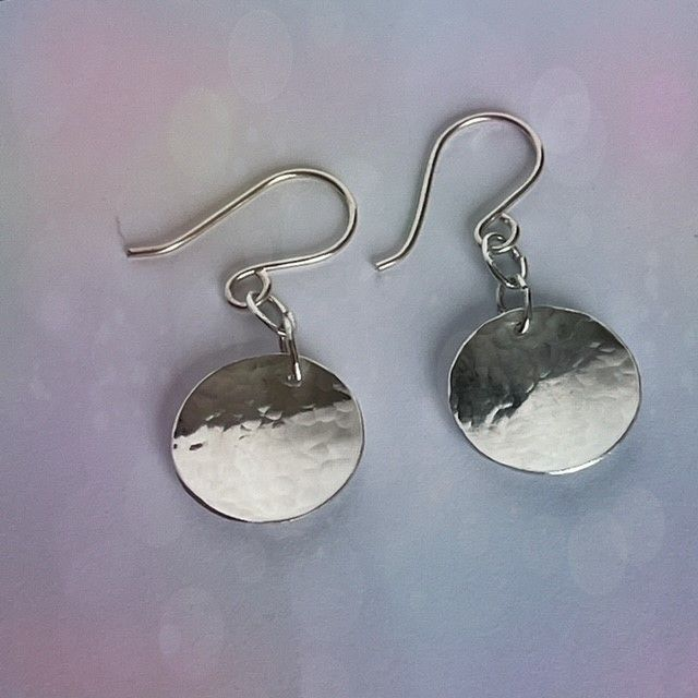 Silver Disc drop Earrings