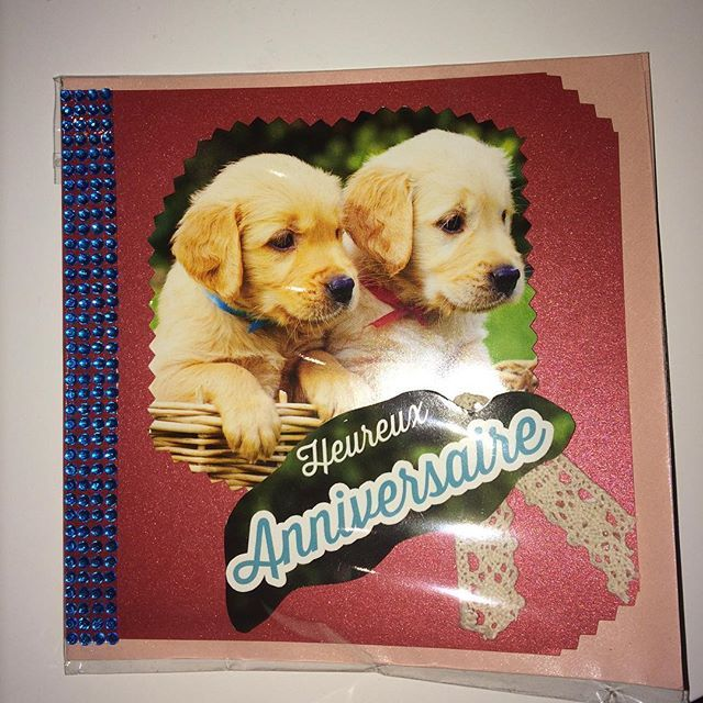 Carte Anniversaire " douceur de chiots "