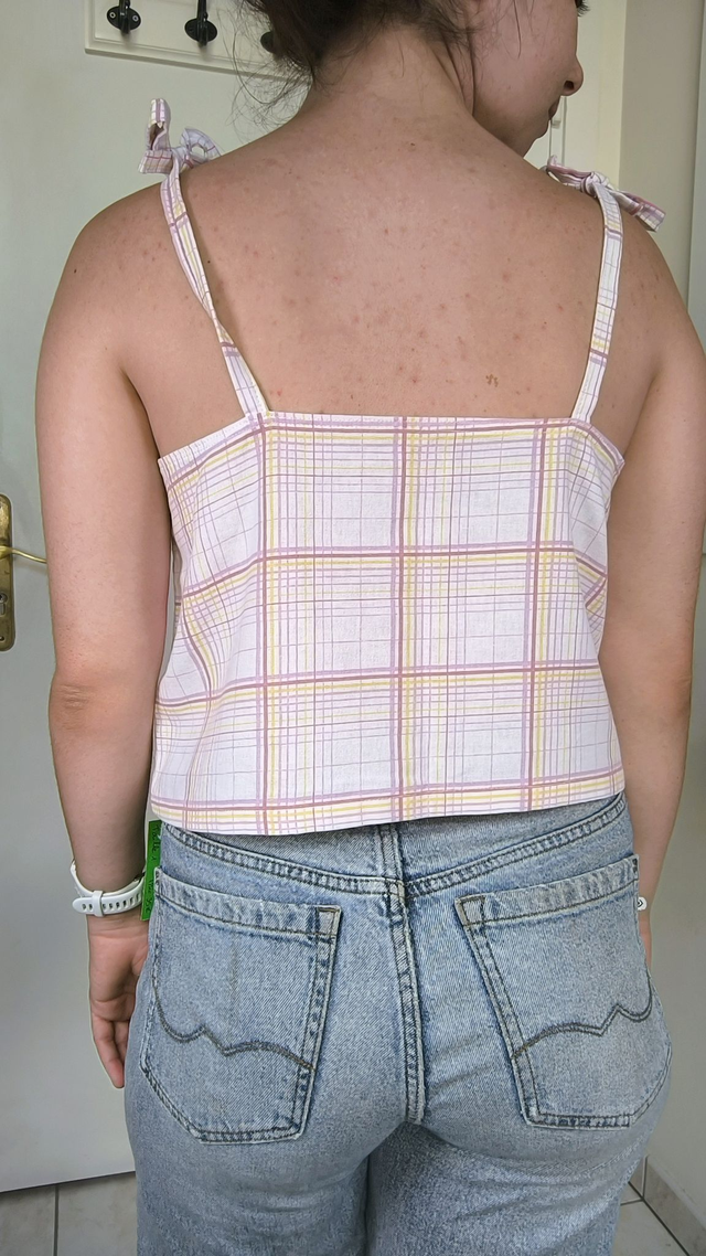 Top à carreaux rose et jaune - Taille 1