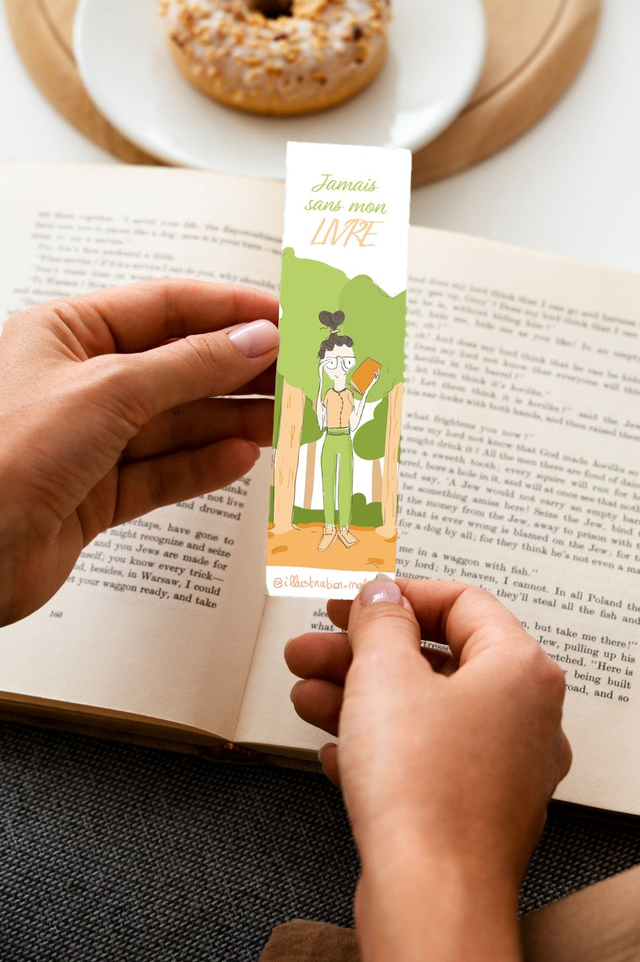 Marque page Dessin "Jamais sans mon livre"