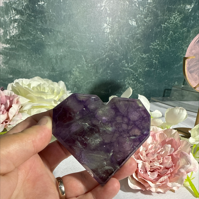 Feather fluorite heart