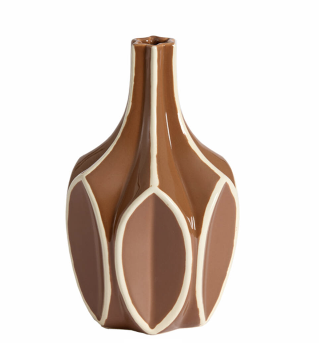 BOLENE brown+cream - Vase deco Ø15x24 cm 