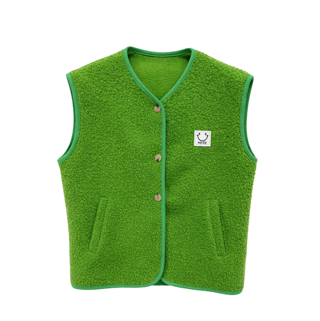 Teddy gilet groen - one size