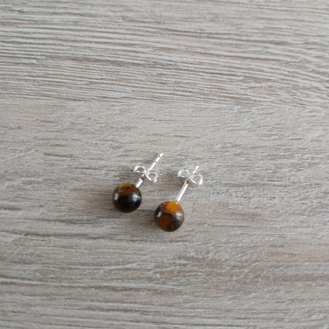 Elegante dames oorstekers Tijgeroog - 925 zilver (9.012)