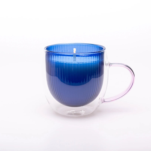 Double Walled Coffee Cup Candle : Blue