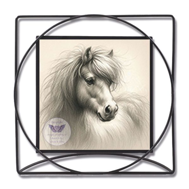 Artistic print of a pony in square frame (H09)