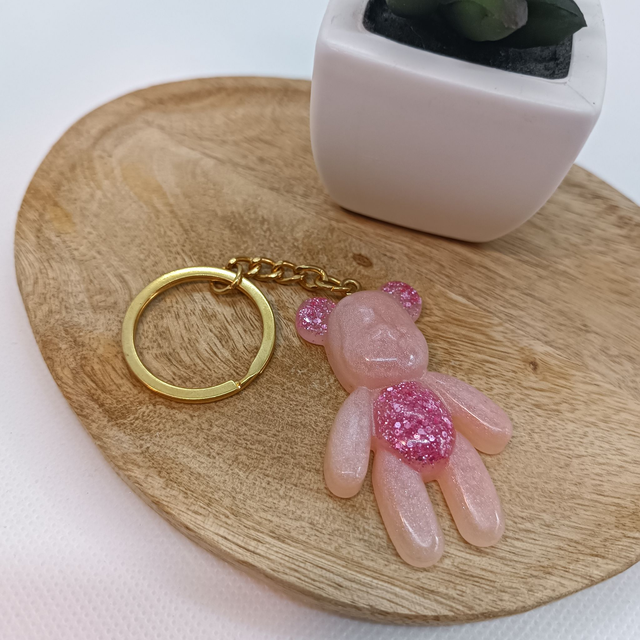 Porte Clé Ours - Rose