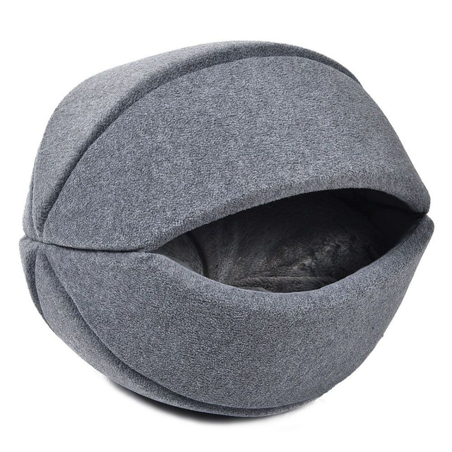 Schlafhöhle für Hunde oder Katzen, 2 in 1, 40 x 40 cm, grau